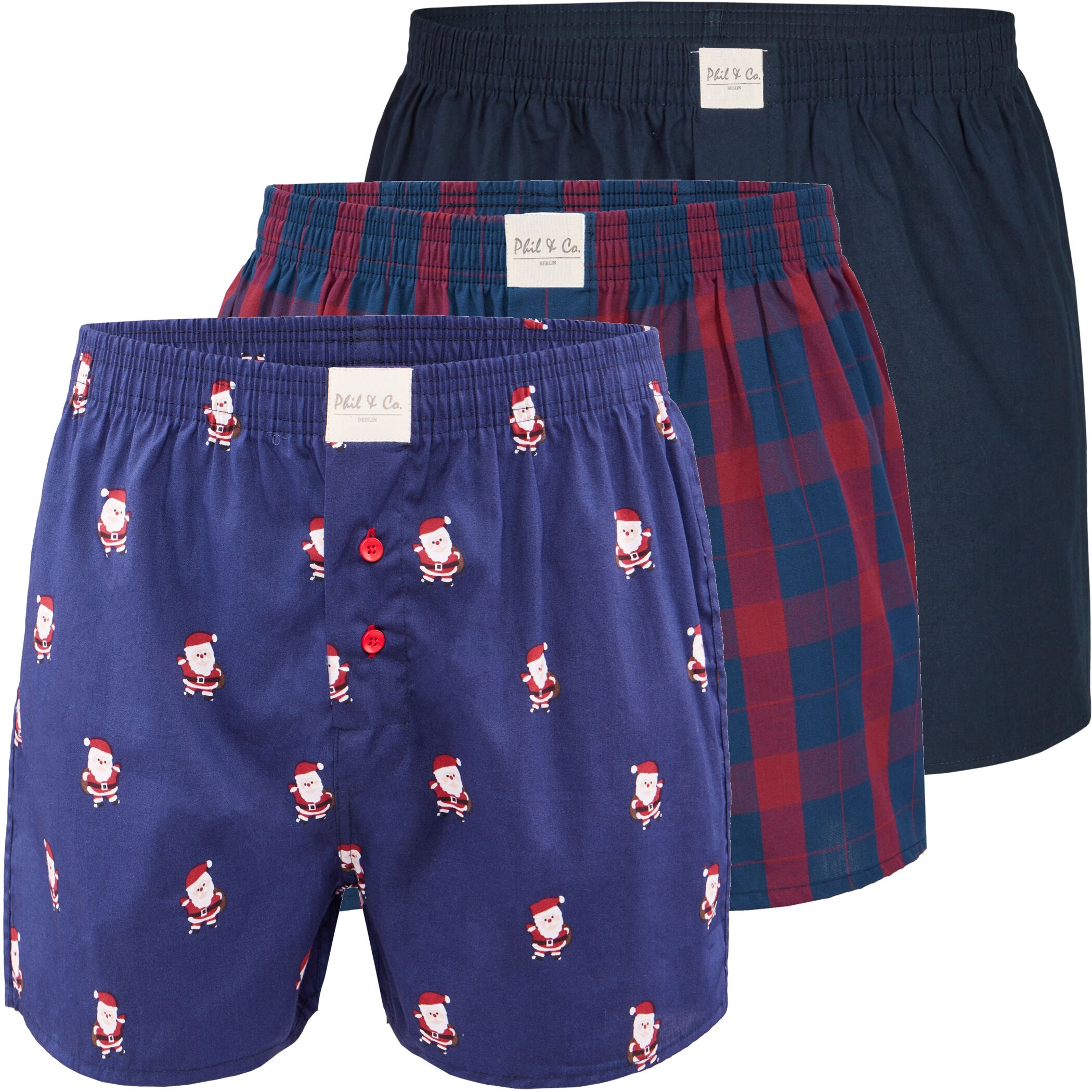 Herren Webboxer 3er Pack Xmas Weihnachtsmann Herren Webboxer 3er Pack Xmas Weihnachtsmann