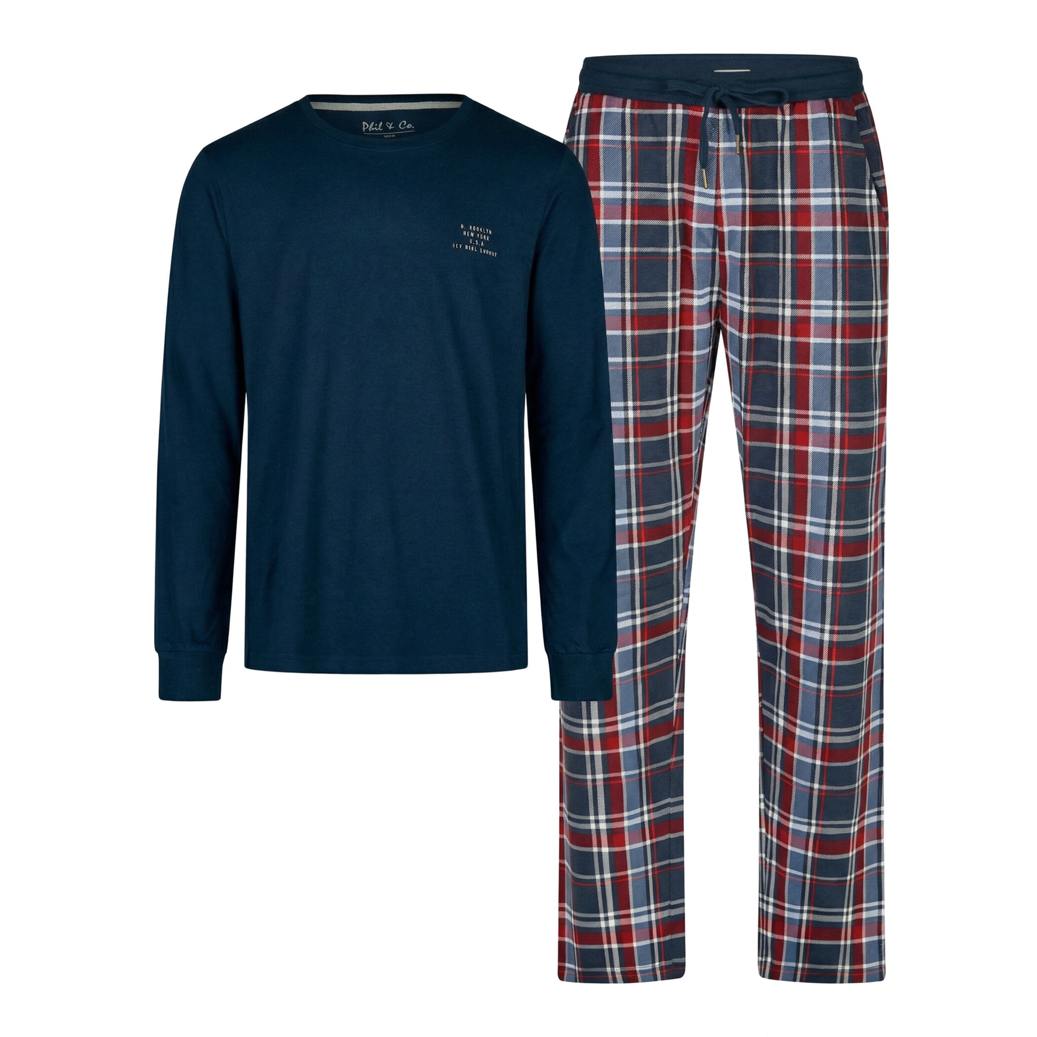 Phil & Co. Berlin Men's Long-Sleeved Pyjamas – Cotton Pyjamas with Fashionable Print & Colour Gradient, Spring/Summer, S–XXL