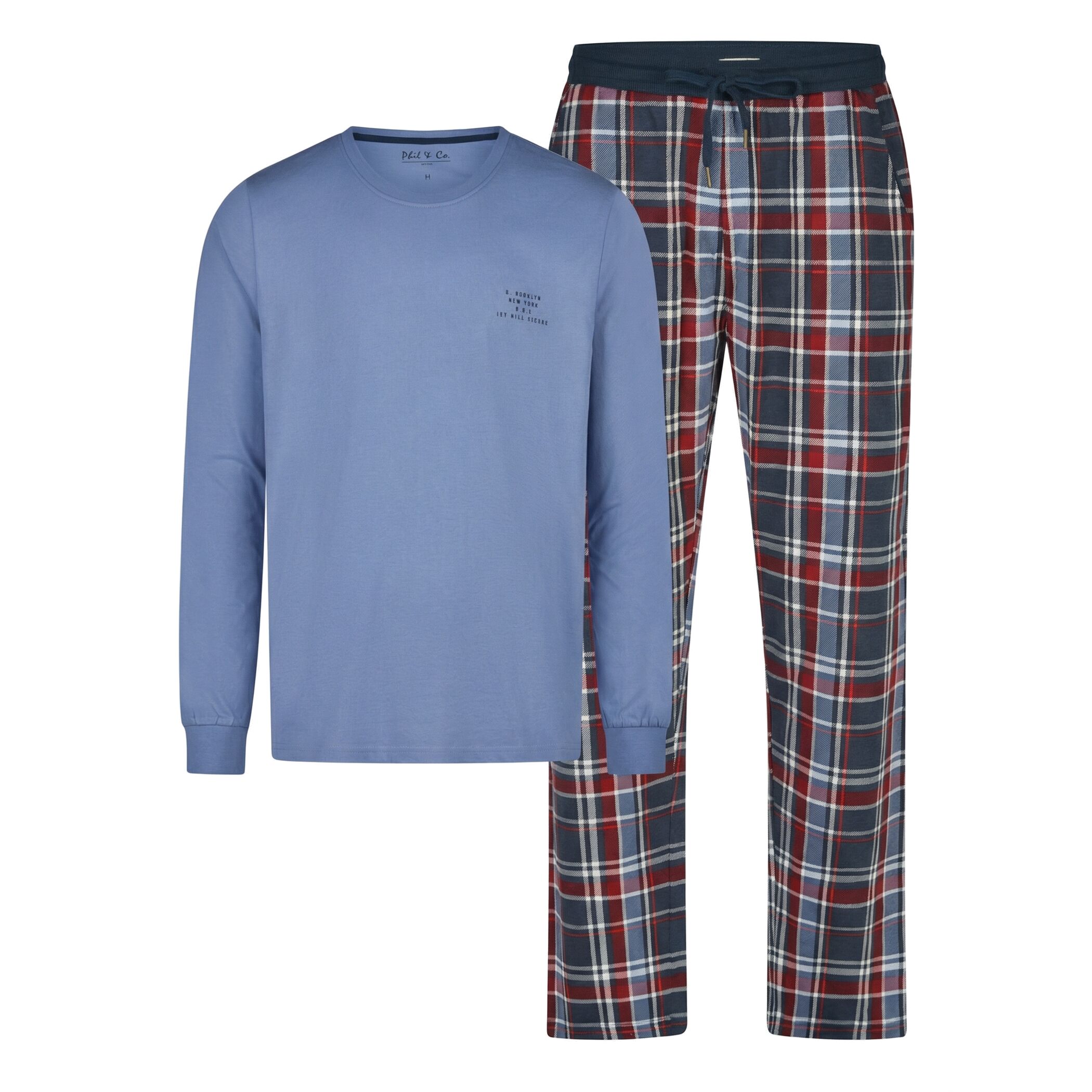 Phil & Co. Berlin Men's Long-Sleeved Pyjamas – Cotton Pyjamas with Fashionable Print & Colour Gradient, Spring/Summer, S–XXL