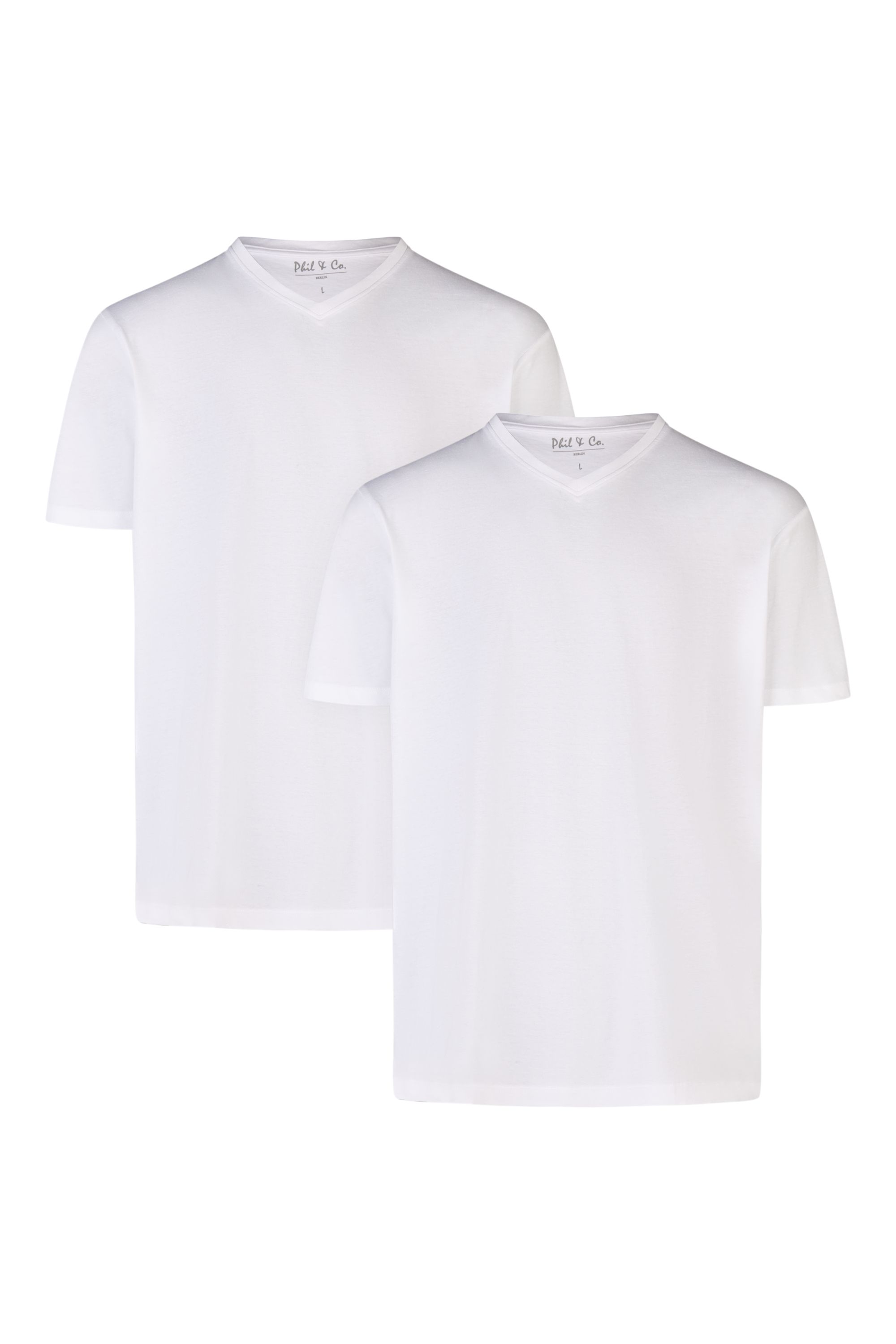 Phil & Co. Berlin Men's V-Neck T-Shirts 2-Pack White 100% Cotton
