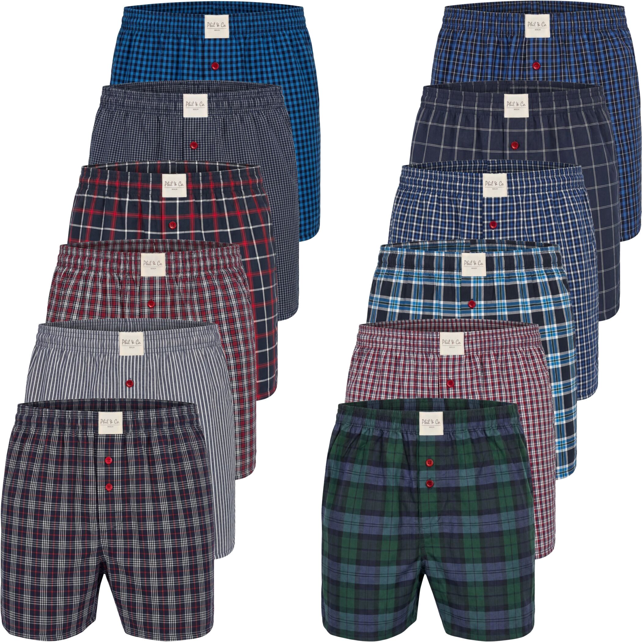 Herren Webboxer 12er Pack – 60% Baumwolle / 40% Polyester – Pflegeleicht