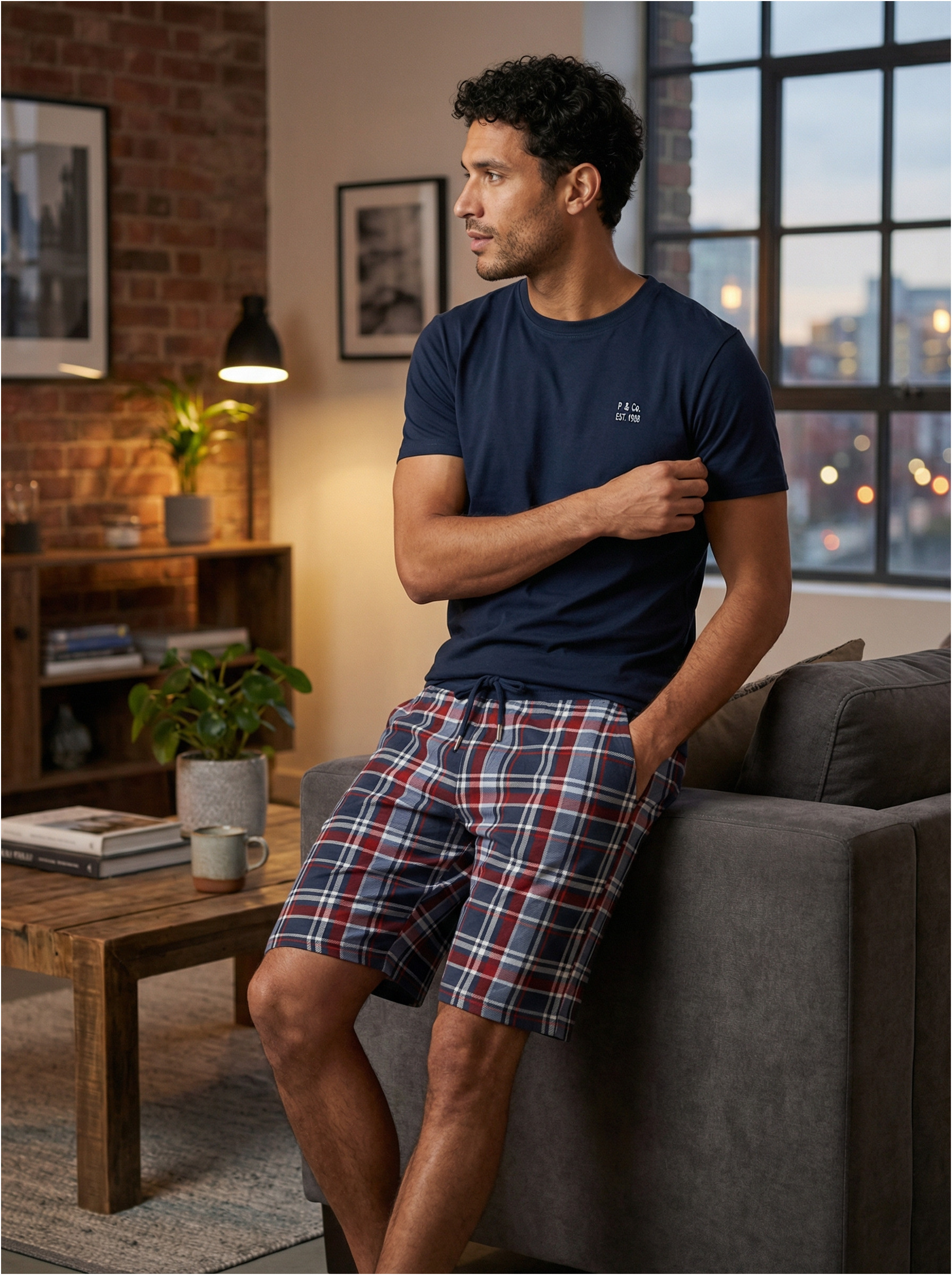 Phil & Co. Berlin Men's Shorty Set – Cotton Pyjamas with Fashionable Print & Colour Gradient, Spring/Summer, S–XXL