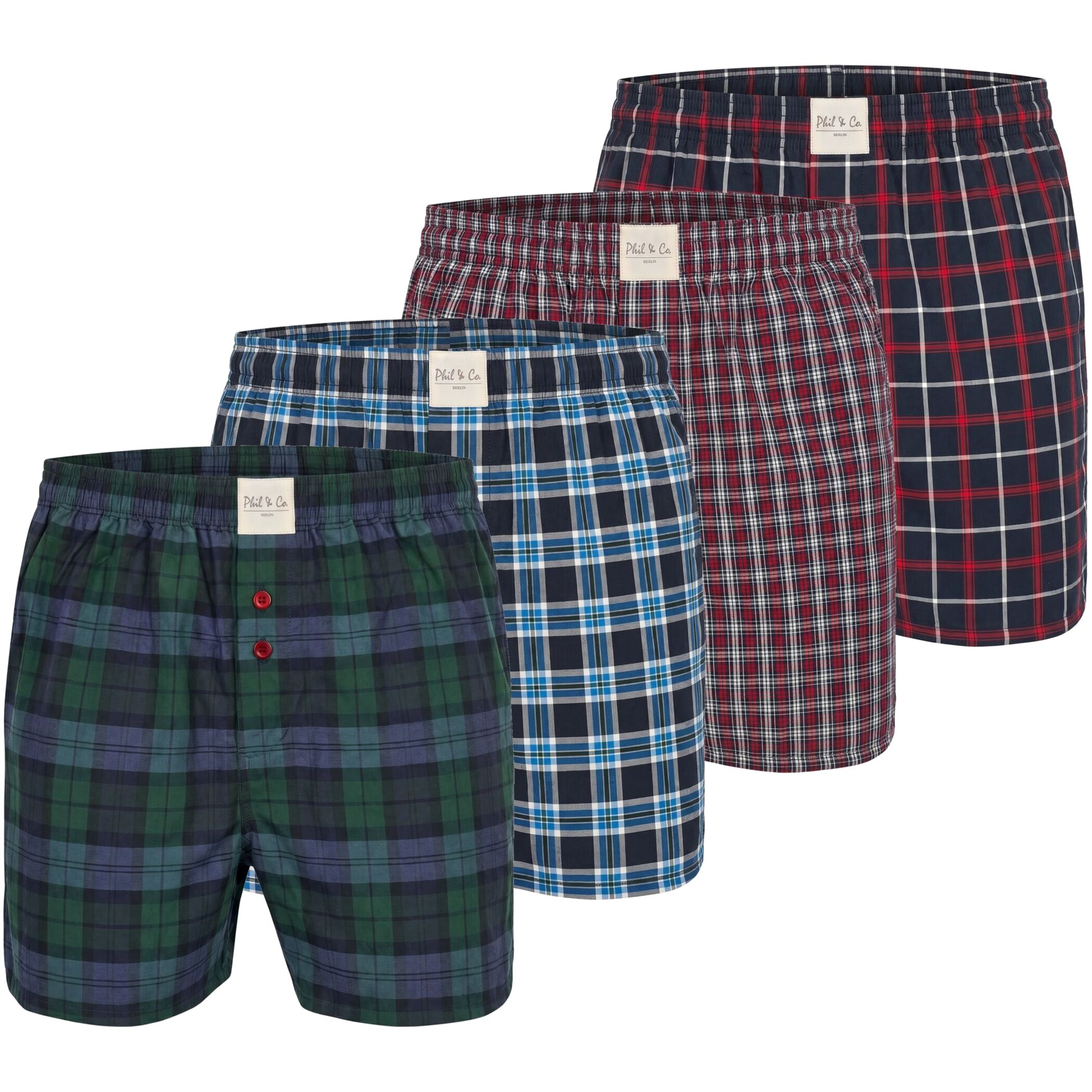 Herren Webboxer 4er Pack – 60% Baumwolle / 40% Polyester – Pflegeleicht